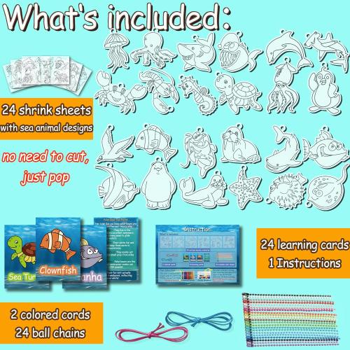 75PCS Shrinky Dinks Kit for Kids - Shrink Art with Shrinky Dink Sheets, 24 Pre-Cut Charms & Learning Cards | DIY Crafts, Christmas Ornaments & Keychains | No-Mess Activity for Boys & Girls Age 6