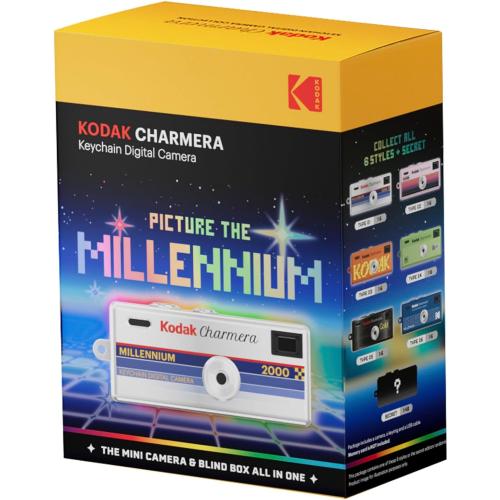 KODAK CHARMERA Keychain Digital Camera Blind Box Millennium Single Box (1PC),Mini Camera,Digicam,Video Recording,Bag Charm,1.6 Megapixels,Micro SD Card Slot,for Beginners Teens&Adults