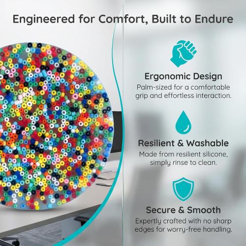 Flexible Silicone Sensory Fidget Pad, Multi-Color Mini Bead Covered Stress Relief Toy for Daily Calming, Anxiety Relief, Star