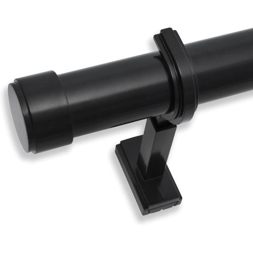 BlastHome® Non-Adjustable Luxury Curtain Rods for Windows, 1 ¼” Rod Set, 7 foot Fixed Length (Two Rods Connect for a Seamless Look), Tuxedo Black