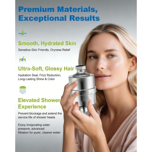 ALL METAL Shower Head Filter – Advanced Filtration Shower Filter for Hard Water, High Pressure Universal Shower Water Filters to Reduce Toxic Chemicals, Chlorine and Heavy Metals,for Skin & Baby Care