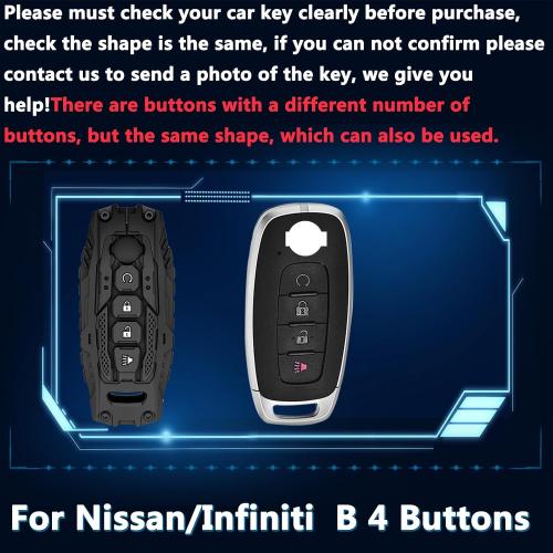 Zinc Alloy Key Fob Cover,Keychain,Full Protection Car Key Case for 2023 2024 2025 Kicks Sentra Versa Rogue Pathfinder Smart Remote Keyless Keyshell Accessories(NO.162-4 Black)