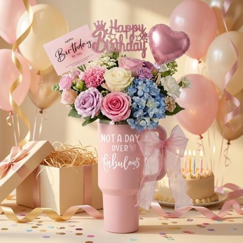 40oz Birthday Tumbler For Women Her Not A Day Over Fabulous Bouquet Gifts