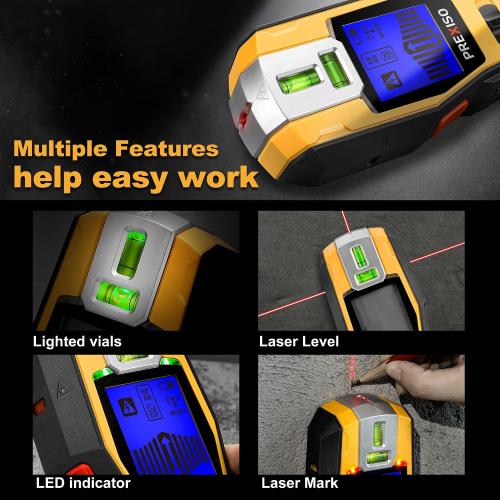 PREXISO 2-in-1 Stud Finder with Laser Level, Rechargeable Cross Line Laser