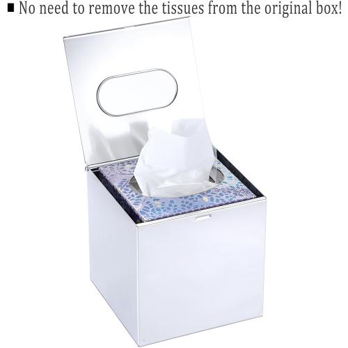 Sumnacon Square Tissue Box Cover Wall Mounted Tissue Box Holder,Silver