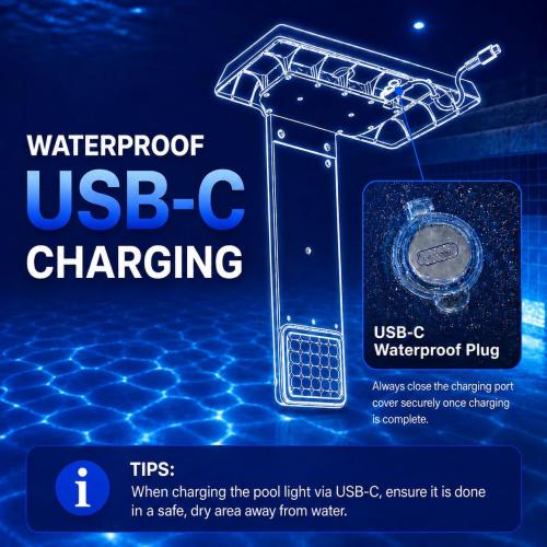 Solar & USB Rechargeable LED Solar Pool Lights for Inground & Above Ground