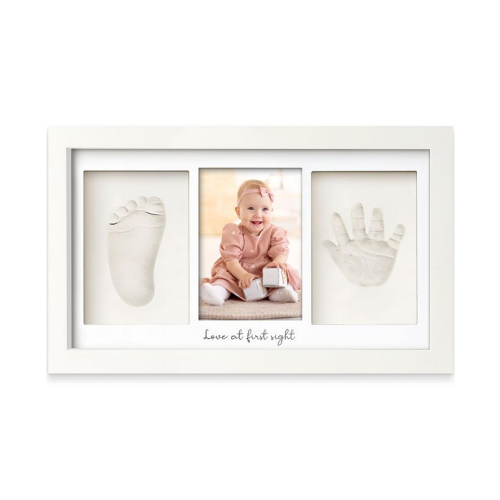 Duo Baby Hand and Footprint Kit, Baby Handprint Kit, Newborn Photo Frame, Baby Keepsake for New Mom - White