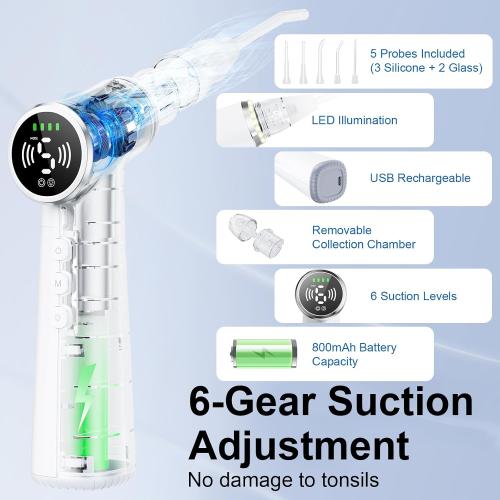 Upgraded Tonsil Stone Remover Tool – Rechargeable Tonsil Stone Vacuum with LED Light & 11-in-1 Probes, for Bad Breath Relief, Safe Silicone/Glass Tip for Tonsilloliths Removal