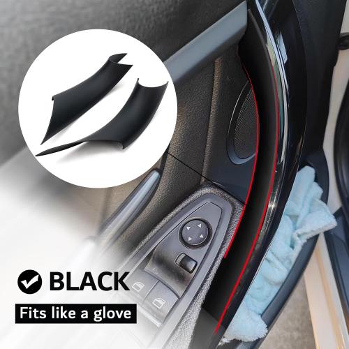 Inner Door Pull Handle Panel Covers for BMW 320,328,330,335,M3 3 Series F30/F31/F34/F80 2012-2018 & 428,435,M4 4 Series F32/F33/F36/F82/F83 2014-2017(Black)-Direct Fit Replacement