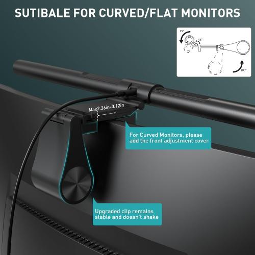 Quntis Monitor Light Bar PRO  with Remote Control, Fit for Curved/Flat Monitor, Eye-Care USB Computer Lamp Dimmable Screen Light Bar with Auto-Dimming, No Glare Home Office Gaming Desk Lamp