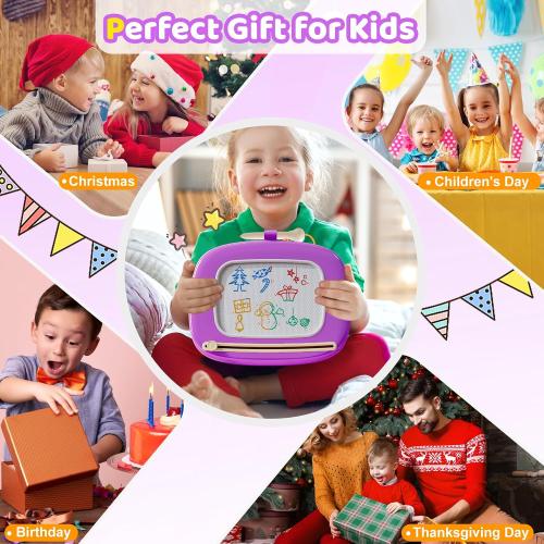 Kikidex Toddlers Toys Age 1-3, Magnetic Drawing Board, Doodle Board Pad Learning and Educational Toys for 1 2 3 Year Old Kids Birthday Gift (Purple)