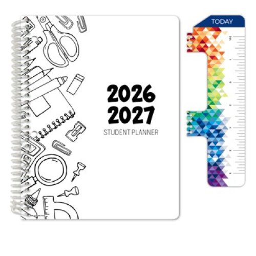 2026-2027 Global Printed Products 7 x 9 Academic Year Secondary Student-Matrix, Weekly/Monthly, 11 Month, Black Doodles
