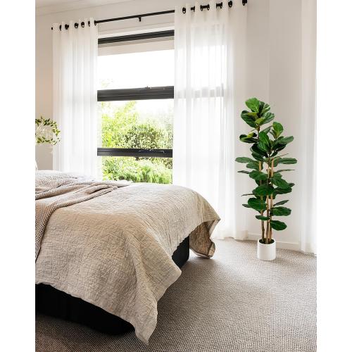 Artificial Fiddle Leaf Fig Tree in Modern White Planter, 5ft