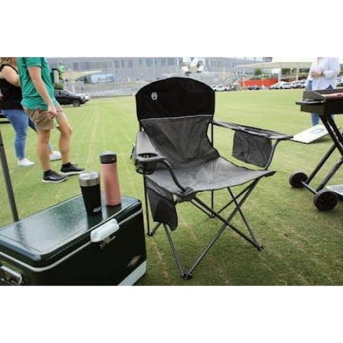 Coleman Camping Chair with Built-In 4-Can Cooler, Gray