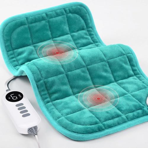 Heating Pad, Weighted Heating Pad with Massaging Vibrations, FSA Eligible HSA, 6 Heat Settings & 4 Massage Modes,Soothing Warmth for Back & Shoulders, 12 x 24,Light Blue
