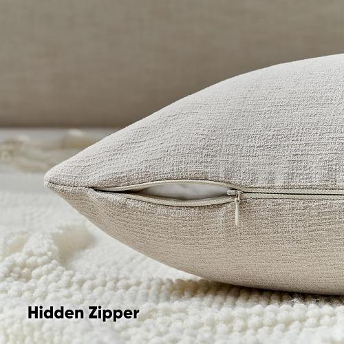 FUTEI Pack of 2 Faux Linen Throw Pillow Covers 24x24 Inch,Oatmeal