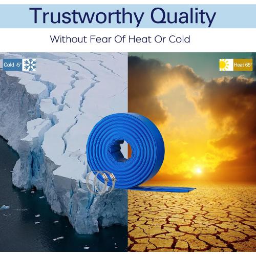 2x100FT Pool Backwash Hose, Lay Flat, Drain & Sump, 2 Clamps