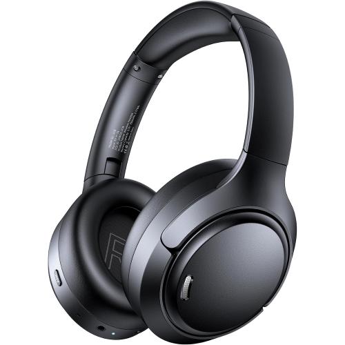 Hybrid Active Noise Cancelling Headphones Wireless, 120Hrs Playtime, 6 ENC Clear Mic, Over Ear Bluetooth Headphones with Hi-Res Audio Comfort Earcup Foldable ANC Headphone for Travel Game Home Office