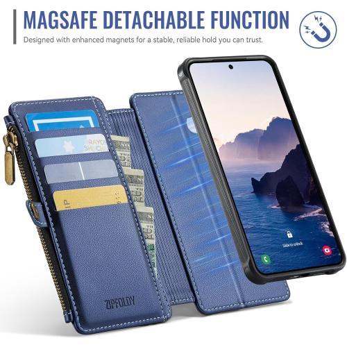 for Galaxy S26 - Phone Case Wallet Magnetic Detachable, Navy Blue