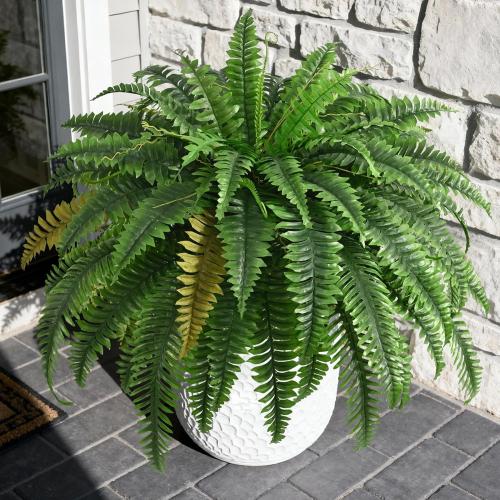 2PCS 45in Fake Ferns- Large Artificial Plants Outdoor, UV Resistant Artificial Ferns for Outdoors, 60 Branches Faux Boston Fern Realistic Weatherproof Fake Plants for Porch Home Patio Hanging Decor