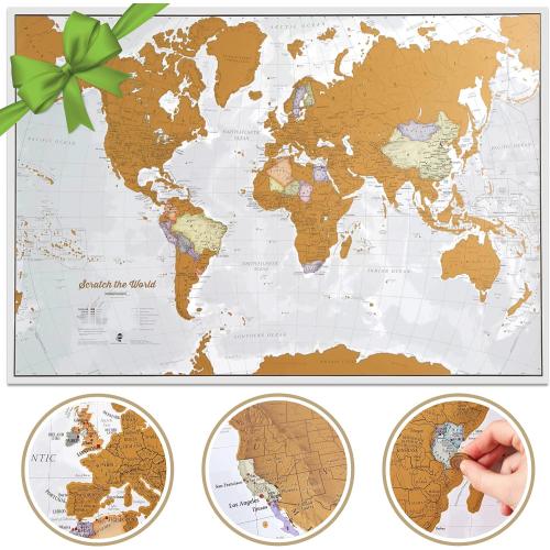 Scratch The World ® Travel Map - Frameable Scratch Off World Map Poster - X-Large 23 x 33 - Maps International - 50 Years of Making Maps - Updated 2025 - Cartographic Detail Featuring Country & State Borders