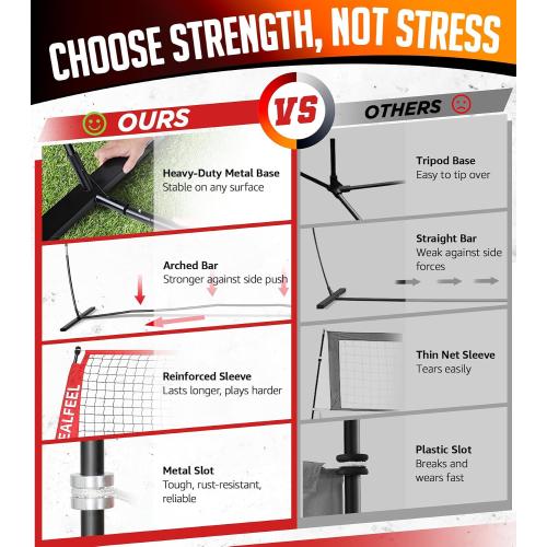 ZEALFEEL Portable Volleyball Net, 12/20FT Adjustable Net for Backyard | Freestanding Net with Carry Bag for Hitting and Serving Drills in Backyards, Parks, Beach or Outdoor & Indoor