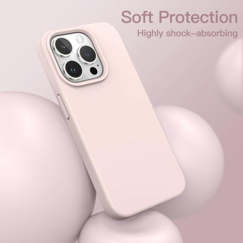JETech Silicone Case for iPhone 15 Pro, Light Pink