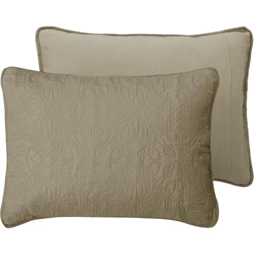 Easy-Going Reversible Quilt Set Full/Queen, Bedspread with 2 Shams | Damask-Beige/Beige, Lightweight Microfiber Bed Comforter, 1 Quilt   2 Pillow Shams, All-Season Coverlets for Bedroom