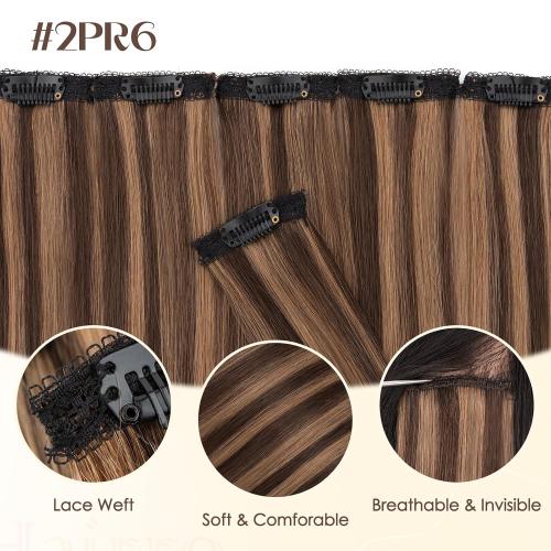 Hairro 6PCS 6 Clips In Short Hair Extensions Remy Real Human Hair Clip Ins Mini Clip On Hairpin Hairpieces For Women 31g 10 Inch #2RP6