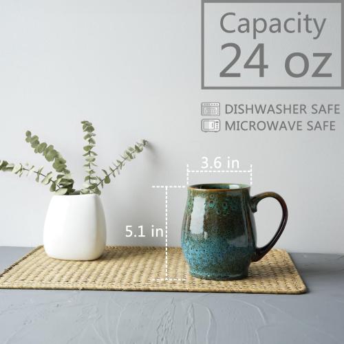 Bosmarlin Extra Large Ceramic Coffee Mug,, Dishwasher and Microwave Safe, Big Oversized Tea Cup, Reactive Glaze