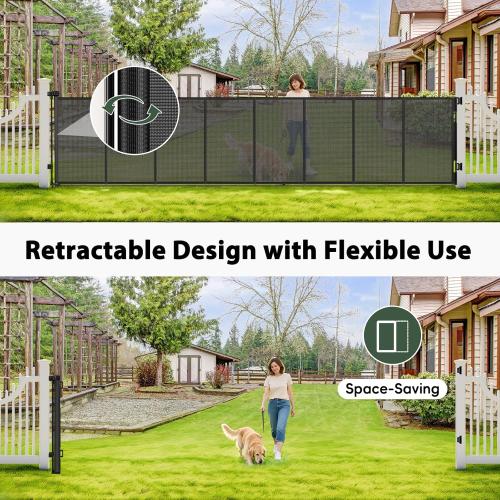 250 Extra Wide Baby Gate Retractable Dog Gate for Deck/Garage/Patio/Yard | 21ft Extra Long Baby Gate Retractable Gates for Dogs, 48 Extra Tall Pet Gate Retractable Fence Outdoor Driveway Gate, Black