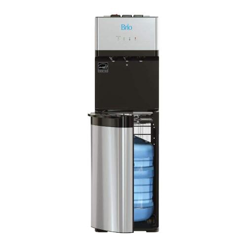 Essential Tri-Temp Bottom-Load Water Cooler in Black and Brush Stainless-Steel