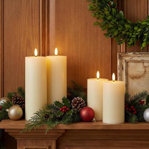 3x9 Ivory Flameless Candle, Real Wax LED Pillar Candle with Remote & Timer