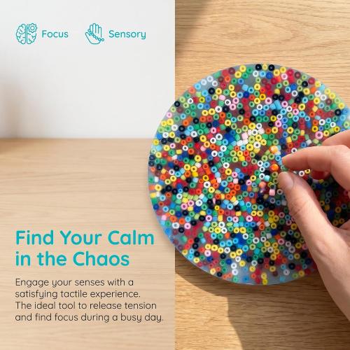 Flexible Silicone Sensory Fidget Pad, Multi-Color Mini Bead Covered Stress Relief Toy for Daily Calming, Anxiety Relief, Star