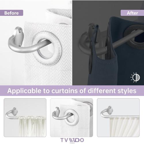 TVWOO Silver Wrap Around Curtain Rods:5/8 In Blackout Adjustable Window Curtain Rod for Bedroom Kitchen Apartment Renter Friendly,Room Darkening Curved Drapery Rods Easy Install,Antique Silver 48-90
