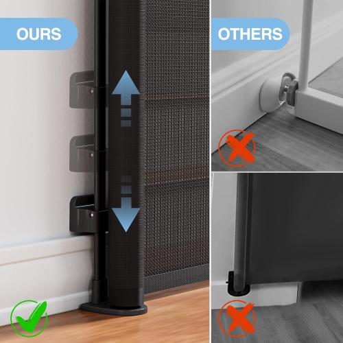 PRObebi Retractable Baby Gates for Stairs, Dog Gates Extend to 54 Wide 34 Tall, Black