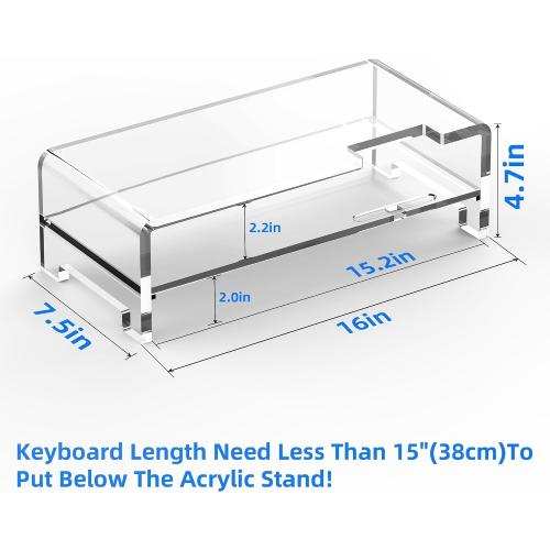 Acrylic Monitor Stand Riser Clear Laptop Stand 2-Tier L16 xW7.5 xH4.7