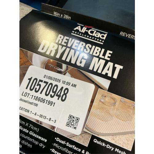 All-Clad Premium Reversible Dish Drying Mat for Kitchen: 16 x 28 Ultra-Absorbent, Long-Lasting, No Condensation, and Oversized for Large Pots and Pans - 1 Pack, Titanium