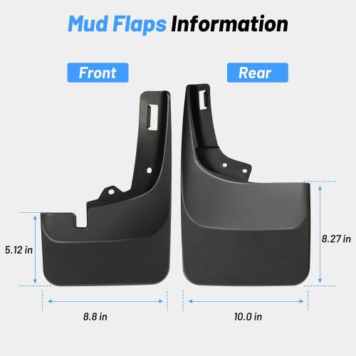 4Pcs Mud Flaps Splash Guards Fit for 2021-2026 Ford F-150 F150 (Without Fender Flares), Front & Rear Mud Guards, No-Drill Installation, Heavy-Duty Material, All-Weather Protection Accessories