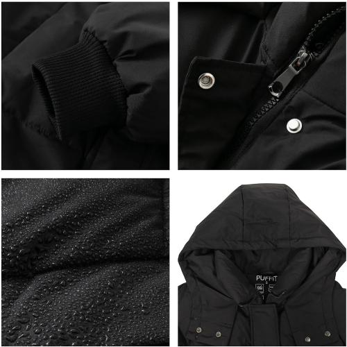 Size Large Color Black Long Puffer Jacket for Women,2024 Thickened Winter Coat Hooded with Deep Pockets, Ladies Warm Winter Jacket