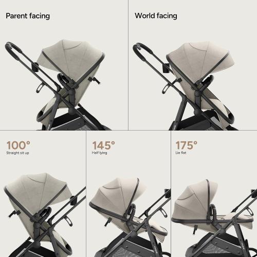 Mompush Wiz 2 in 1 Baby Stroller with Infant Pramette Mode, One Hand Fold Convertible Newborn to Toddler Stroller with Reversible Seat and Large UPF 50  Canopy