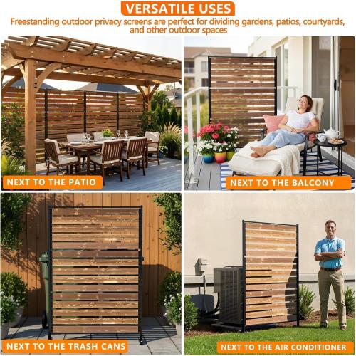 6FT Heavy Duty Wooden Privacy Screen, Upgrade Outdoor Specialty Anti-Corrosion Wood, Freestanding Privacy Fence, Balcony Patio Courtyard Outdoor Privacy Screen, Thickened and Widened Panel‼️light dirt but good condition‼️