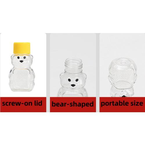 6 Pack Honey Bear Bottle 2oz Bear Shape Clear Empty Honey Bottles Honey Jar with Screw Lid,Plastic Mini Honey Jars Party Favors for Storing and Dispensing (6)