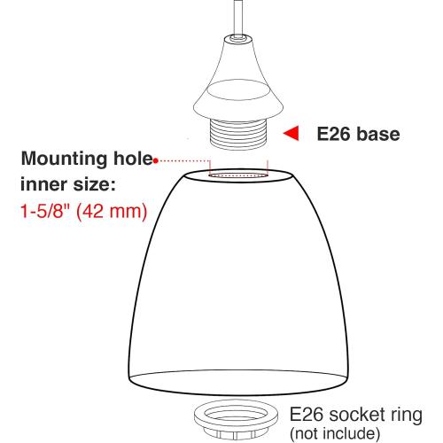 3 Pack Clear Seeded Bubble Bell Glass Lamp Shade Replacement, 1-5/8 Fitter