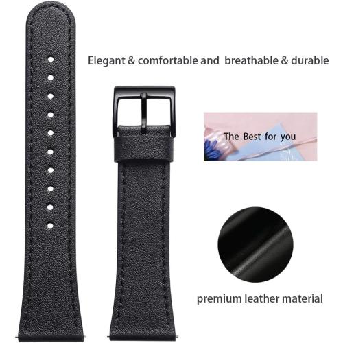 WFEAGL for Fitbit Versa Band, Top Grain Leather Band for Fitbit Versa Fitness Smart Watch (Black Band   Black Buckle)