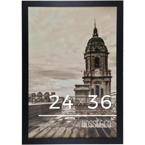 QDSSDECO 24x36 Poster Frame Black Wood Frame with Plexiglass Horizontal and Vertical Formats Hanging on the Wall Display Picture, Set of 1