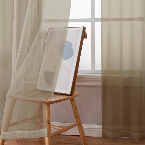 Taupe Sheer Curtains 84 Inches Long 2 Panels Set- Light Filtering Curtains for Bedroom, Soft Airy Voile Rod Pocket Living Room Window Drapes, 42Wx84L Inches, 2 PCS