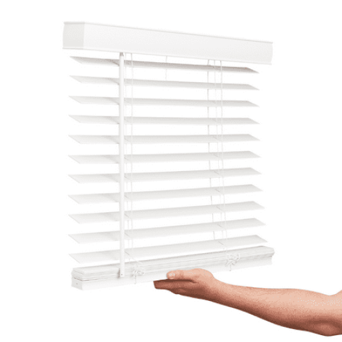 Lotus & Windoware Cordless 2 Faux Wood Room Darkening Horizontal Blind, 35 W x 60 L, Smooth, Snow White