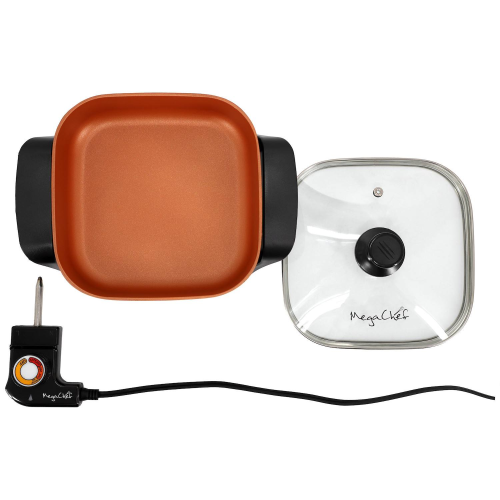 MegaChef 8 In. Copper Coated Electric Square Countertop Skillet