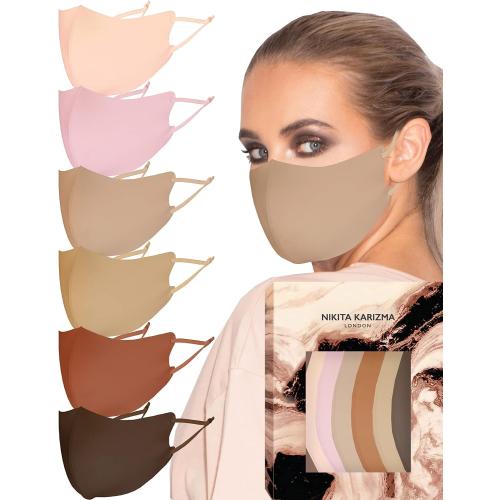 KARIZMA Face Wardrobe Cloth Face Mask. 6 Soft Masks Washable Fabric with Adjustable Ear Loops. ‘Earth Shades’ Pack. Face Mask Reusable and Stretchy. Fabric Face Masks 6 Pieces